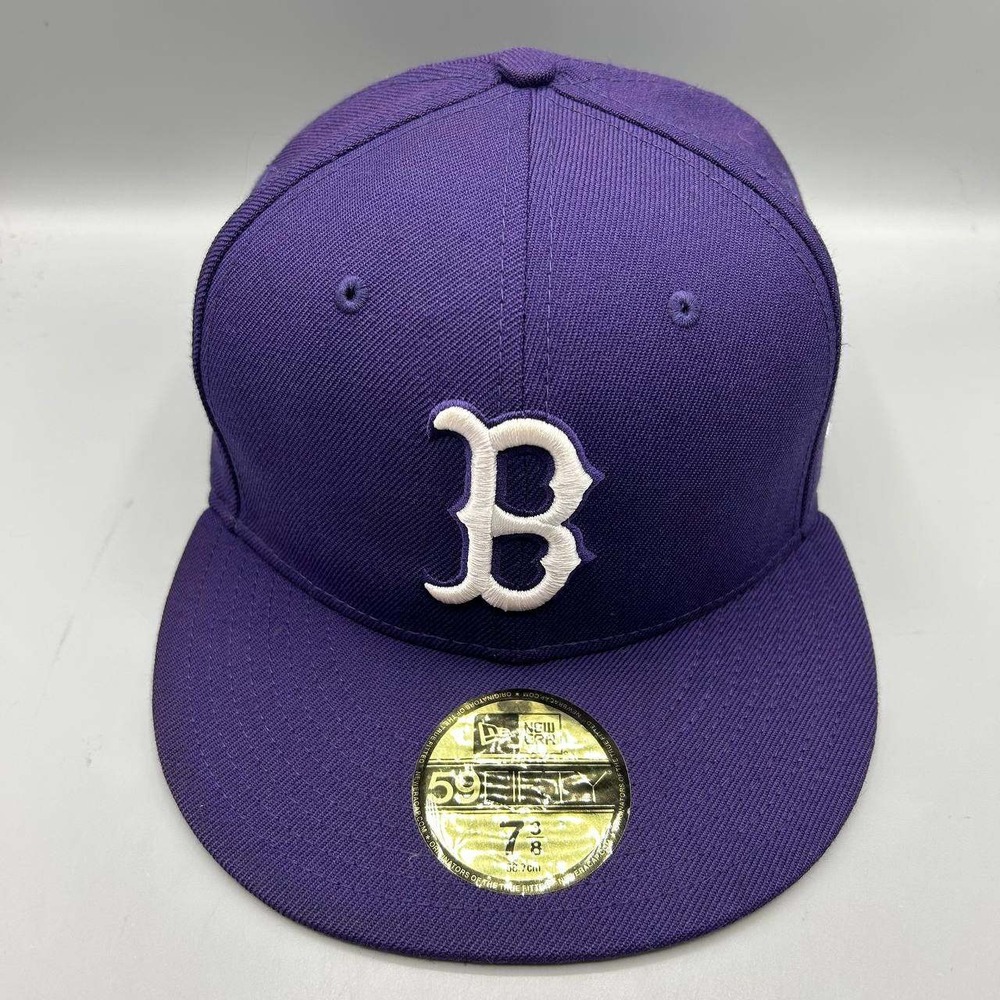 Boston Red Sox MLB Hat Men 7 3/8 Purple 59Fifty New Era Fitted Cap Wool